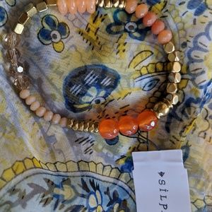 Silpada brass/ stone stretch bracelet New